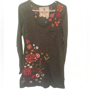 Johnny Was Colorful Boho Embroidered Tunic or‎ Mini Cotton Dress Size Small